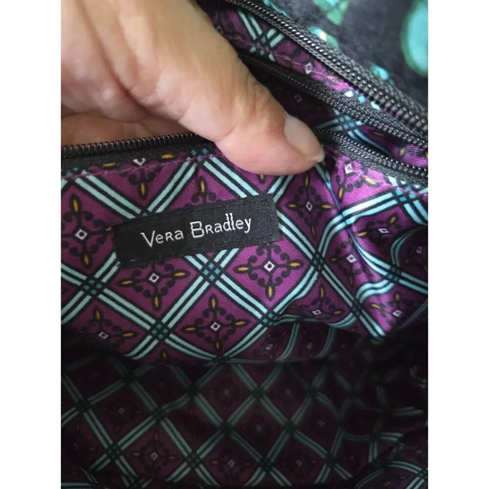 Vera Bradley Black Multicolor Floral Print Iconic 100 Tote Handbag One Size